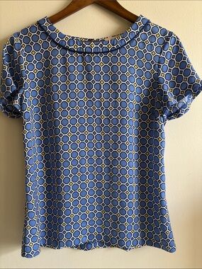 Banana Republic Blue Geometric Print Blouse Size 6